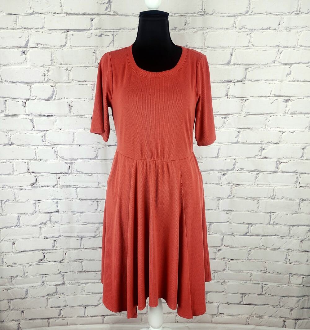 Torrid Dress Burnt Orange Terracotta Ribbed Skater Plus Size 1